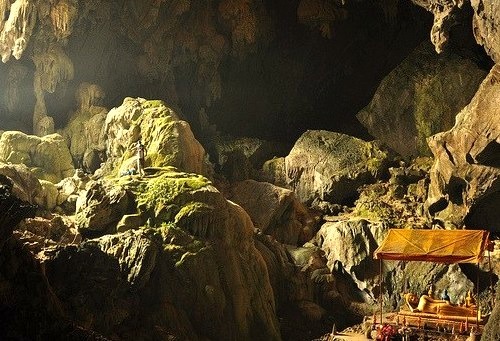 by siempresam on Flickr.Sleeping Buddha in Tham Poukham cave, Vang Vieng, Laos.