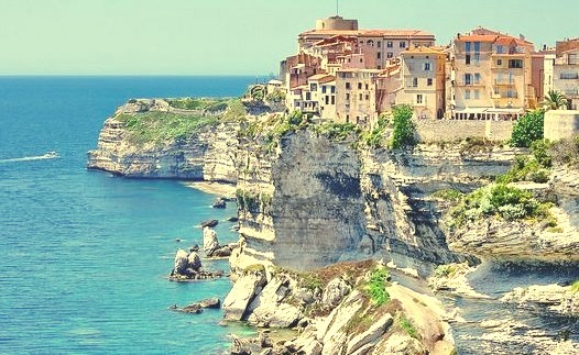 by paspog on Flickr.Hanging over the sea, the town of Bonifacio in Corsica, France.
