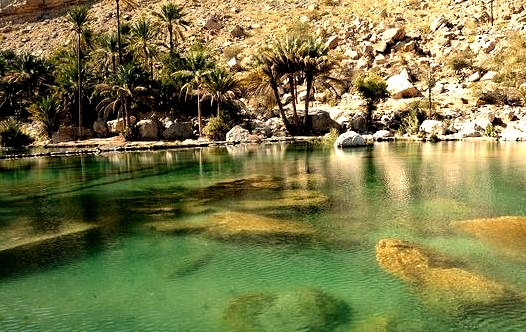 Beautiful waters of Wadi Bani Khalid oasis, Oman