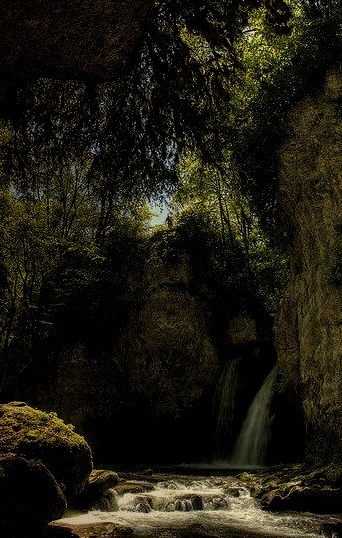 Tine de Conflens waterfall in Canton du Vaud, Switzerland