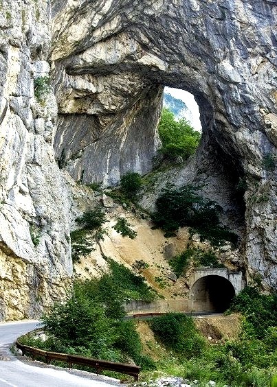 Road an tunnels in Piva Canyon, northern Montenegro
