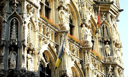 Gothic architecture at Leuven Town Hall, Belgium