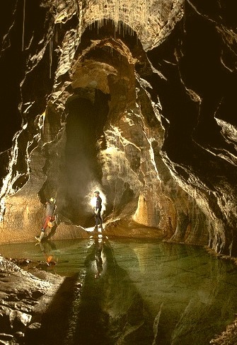 The Crystal Pool in Dan yr Ogof Caves, south Wales