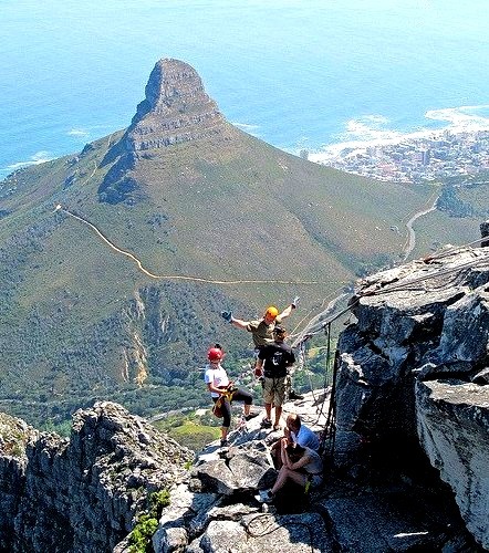 Absailing off Table Mountain, Cape Town, South Africa
