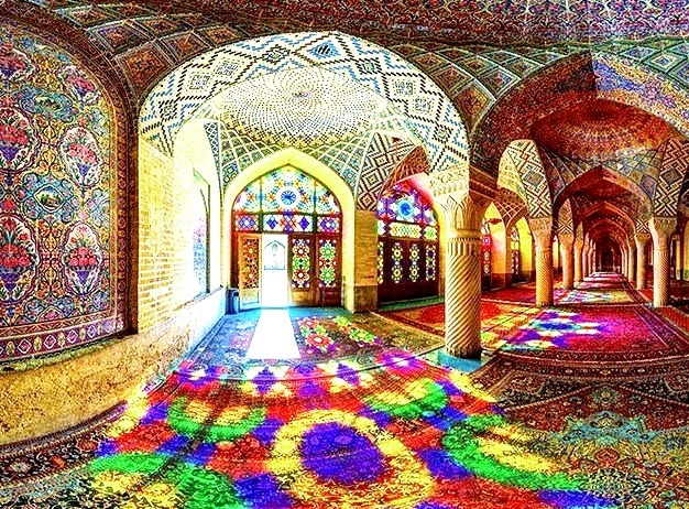 The colors of Nasir al-Mulk Mosque in Shiraz, Iran
