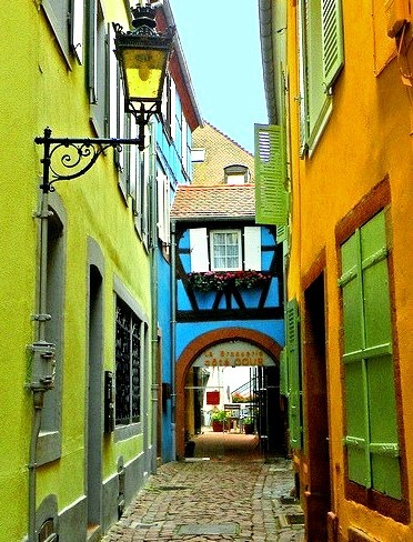 Colorful street in Colmar, Alsace, France