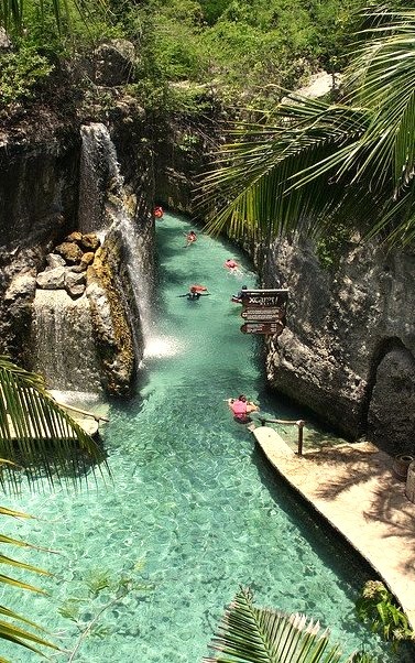 Floating down the river of Xcaret, Riviera Maya, Mexico